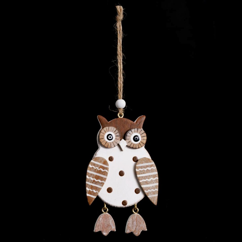 Sujet de noël hibou jambe suspendue