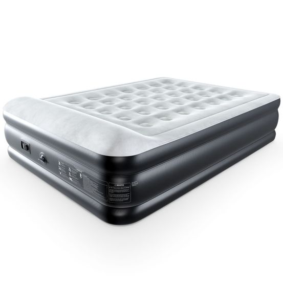 Matelas gonflable blanc-noir 203x152x46cm pneumatique 2 personnes lit d'appoint gonflable