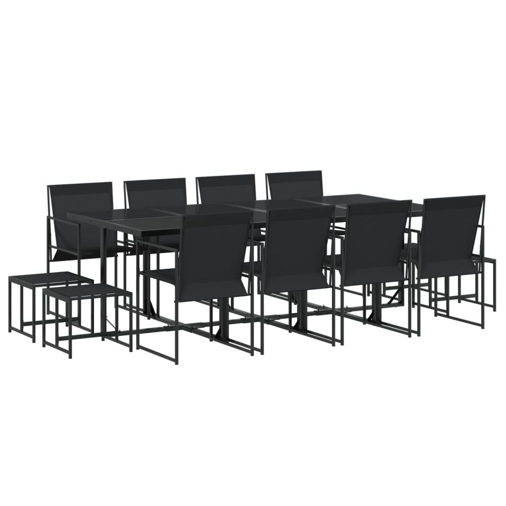 Ensemble à manger de jardin 13 pcs noir textilène
