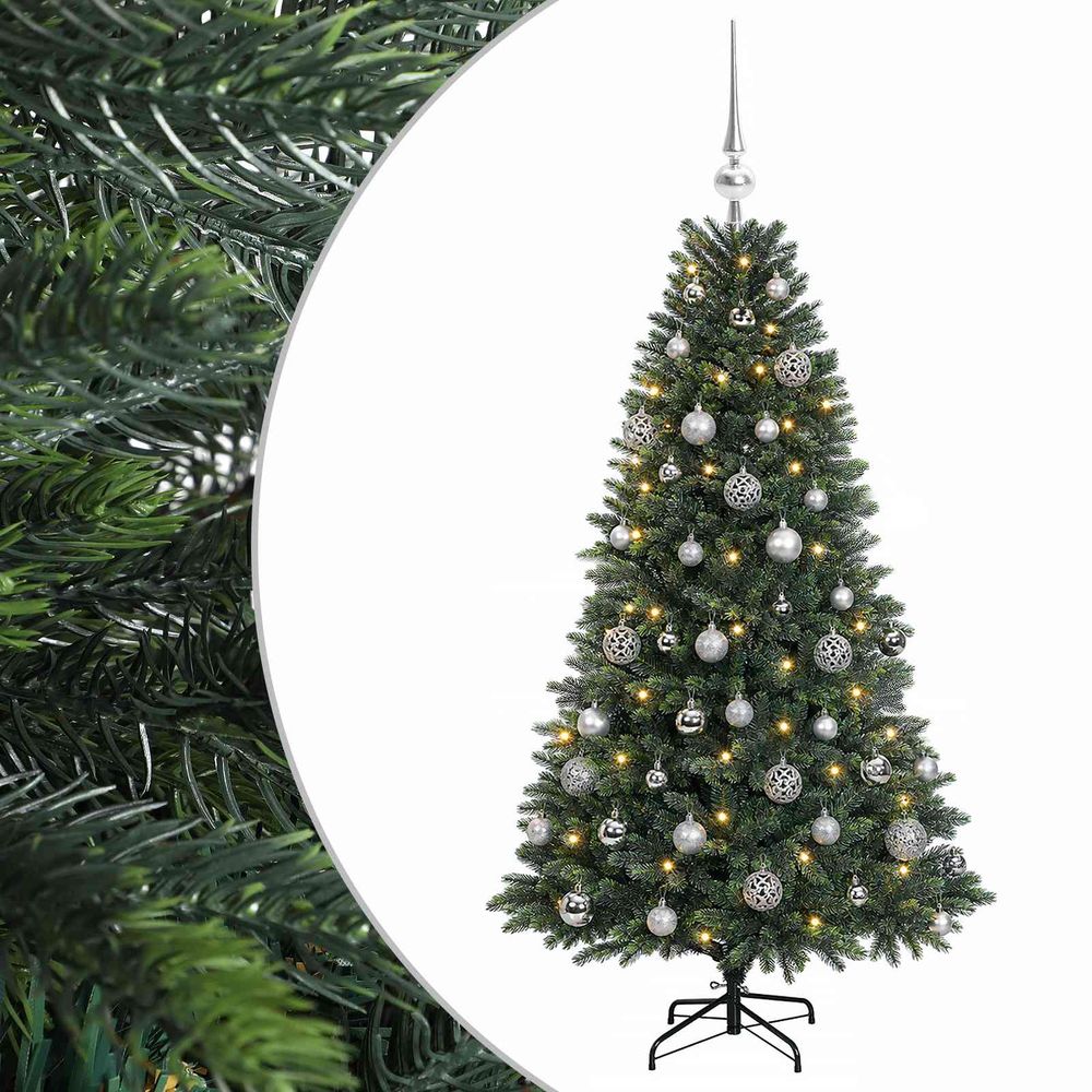 Arbre de noël artificiel avec boule 150 cm 150 led blanc chaud