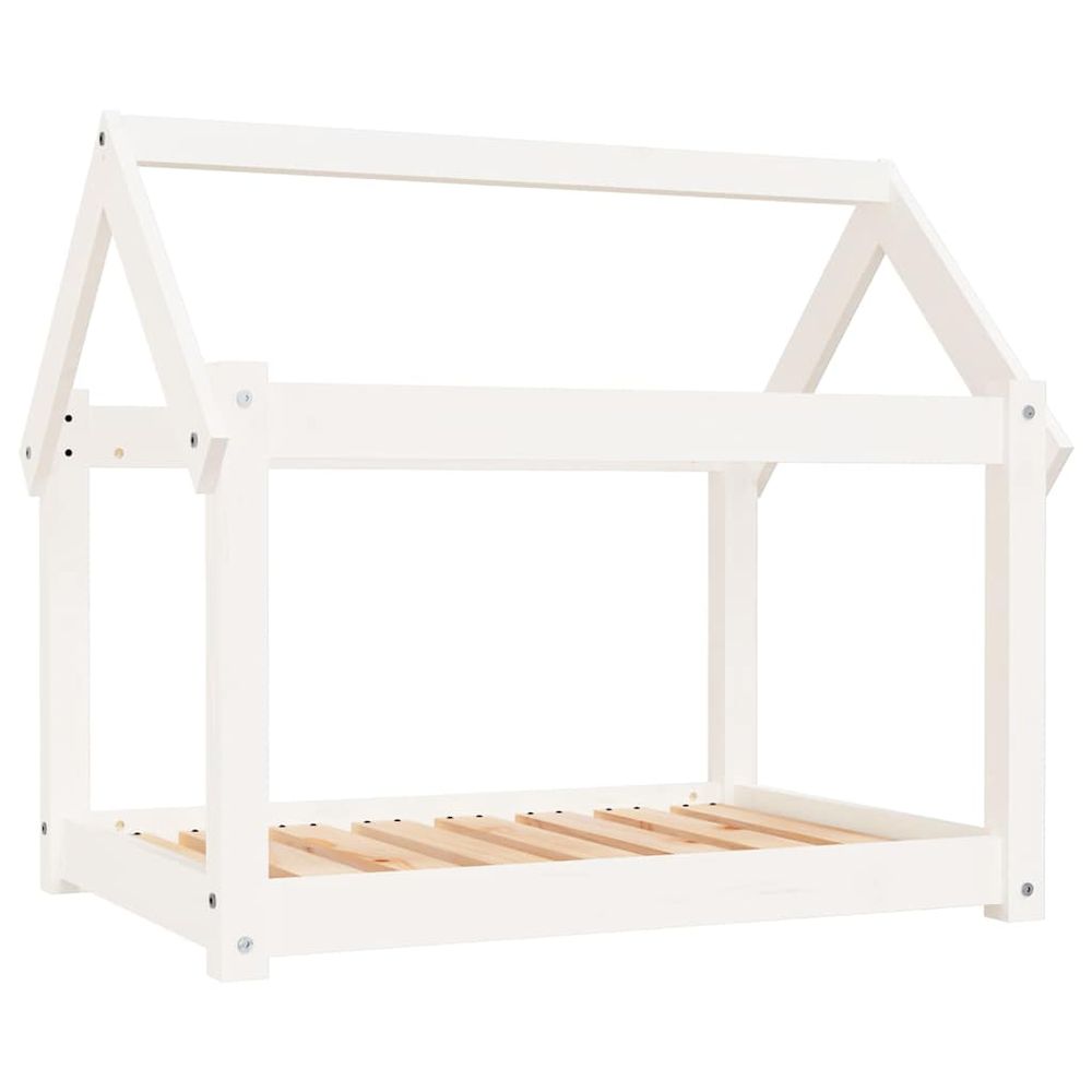 Lit pour chien blanc 81x60x70 cm bois de pin solide