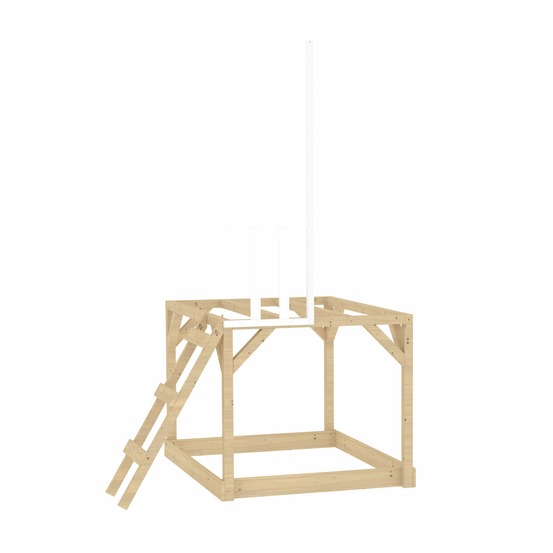 Plateforme pilotis avec balcon blanc pour maisonnette modulable en bois FSC®