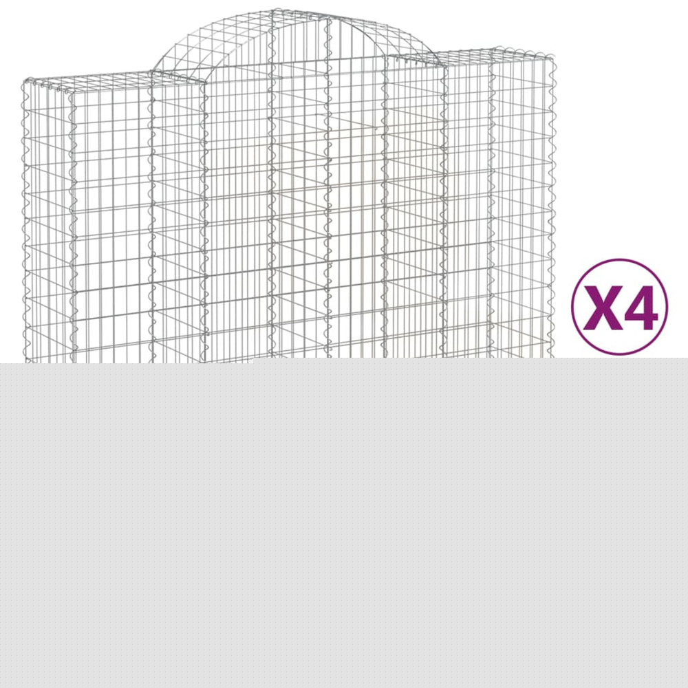 Paniers à gabions arqués 4 pcs 200x50x200/220 cm fer galvanisé