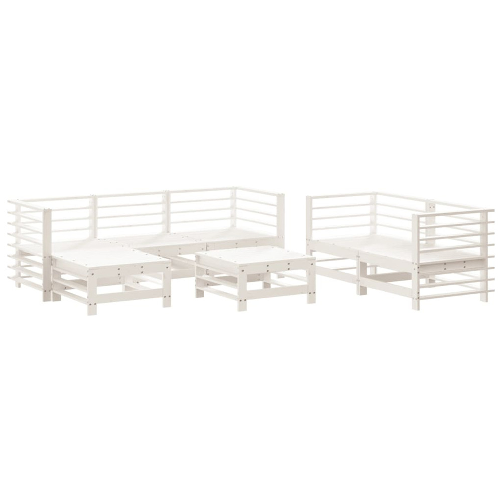 Salon de jardin 7 pcs blanc bois de pin massif