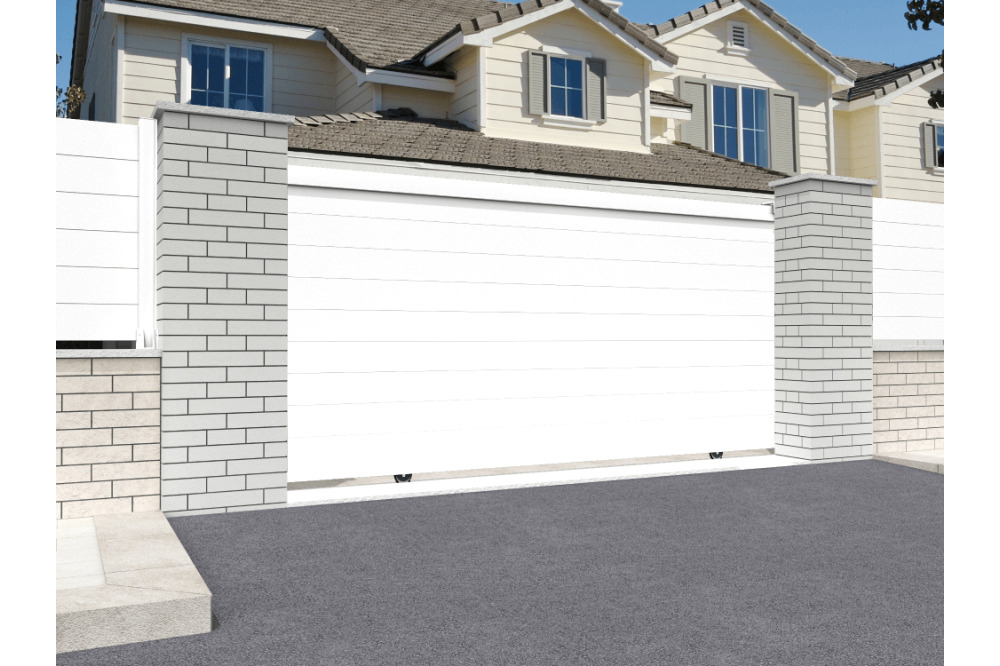 Portail coulissant plein blanc l 3000 x h 1542 mm motorisé