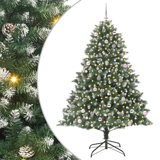 Sapin de noël artificiel vert 240 cm pvc, plastique et acier