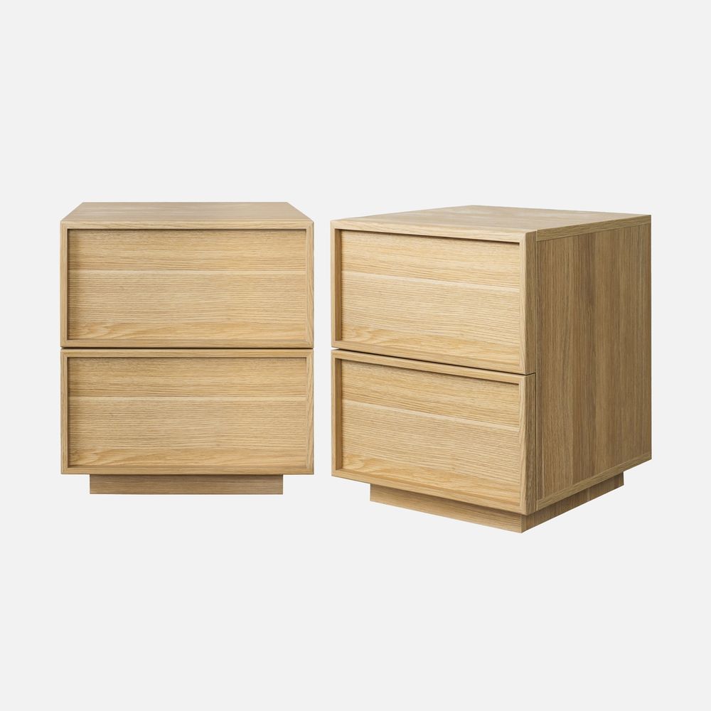 Lot de 2 tables de chevet décor bois 2 tiroirs - kuba
