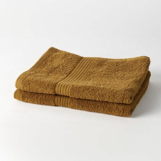 2 serviettes de toilette 50 x 90 cm 100% coton coloris bronze