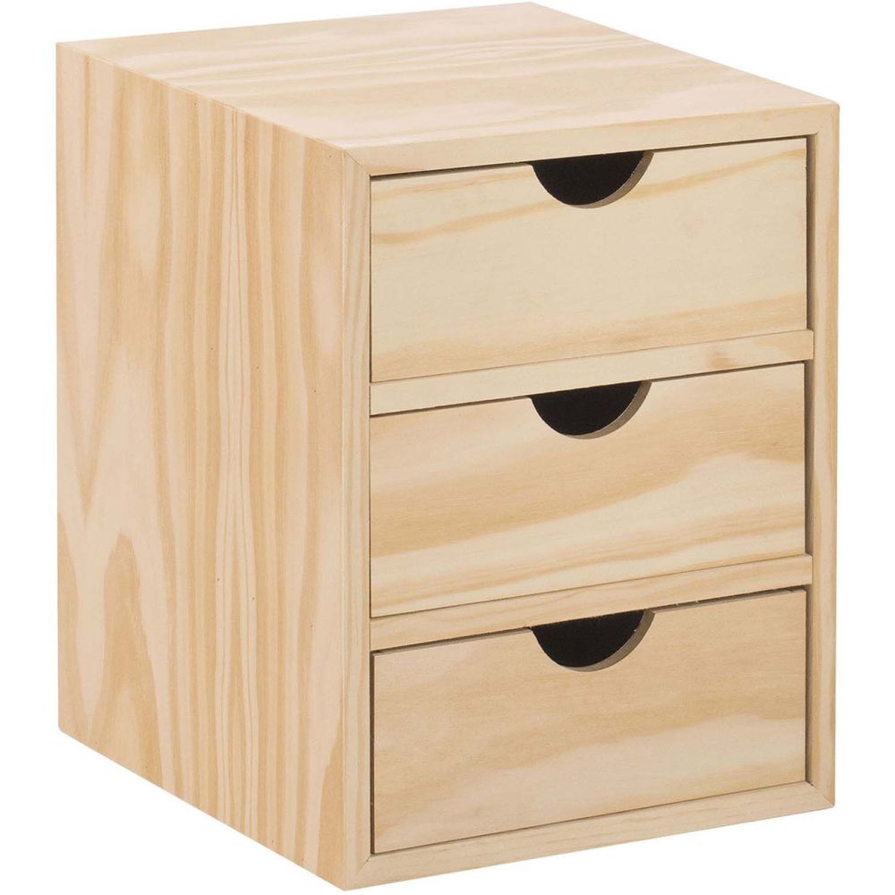 Mini rangement bloc en pin brut avec tiroirs 3 tiroirs