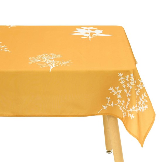 Nappe garrigue 300x150cm moutarde imprimé feuilles
