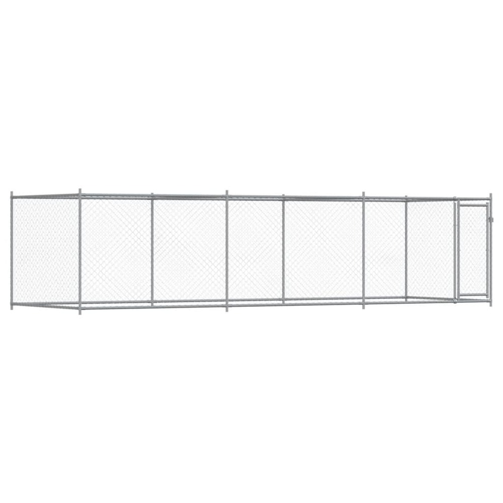 Cage pour chien avec porte 6 x 2 x 1,5 m acier galvanisé gris