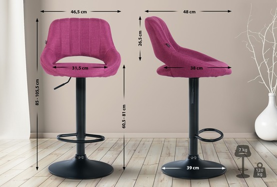 Tabouret de bar milet tissu noir