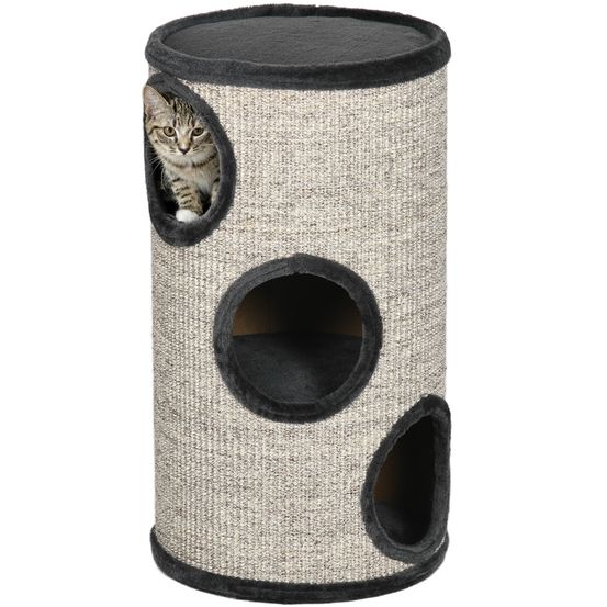 Tour griffoir chat panneaux sisal intérieur jeu repos trois niveaux 38x38x70cm gris