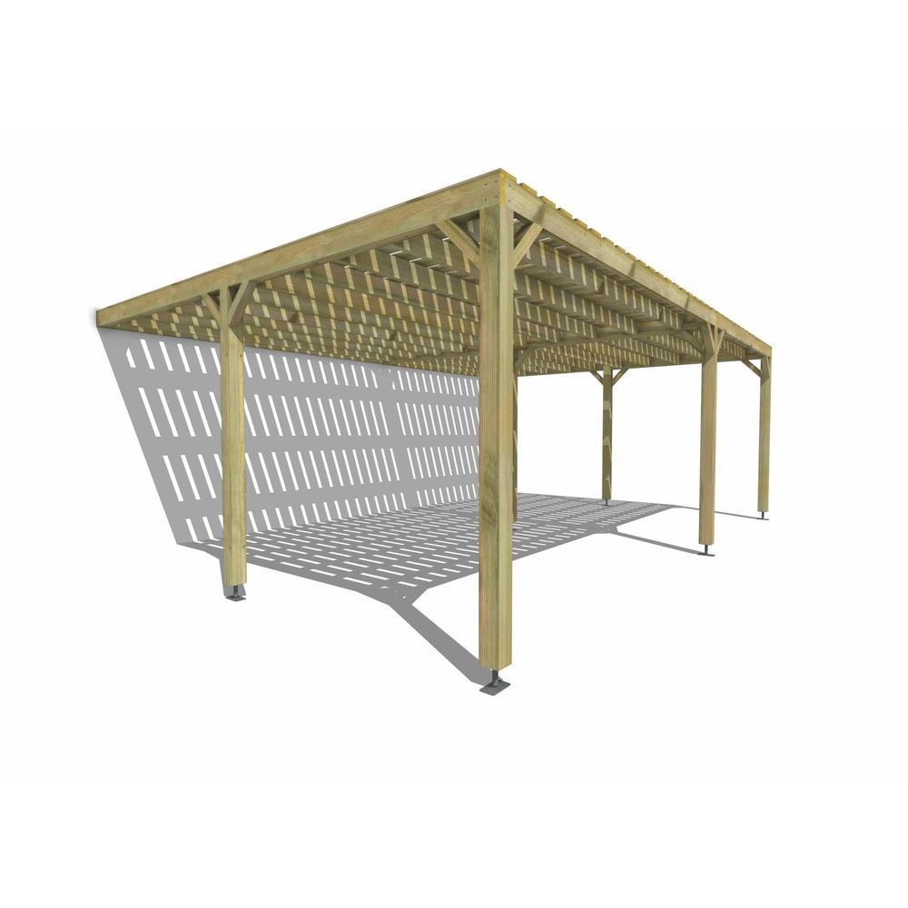 Pergola bois • 7m x 5m • adossée • sens largeur • platelage bois • livraison comprise