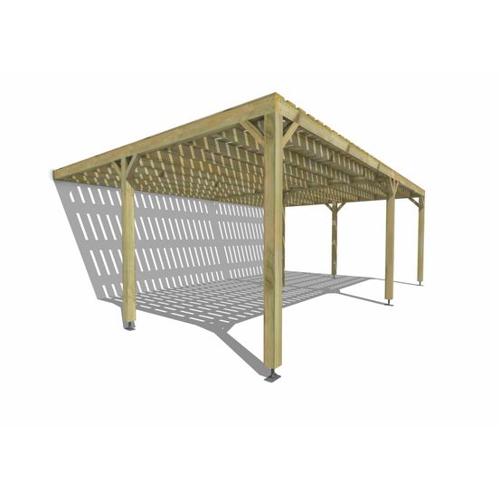 Pergola bois • 7m x 5m • adossée • sens largeur • platelage bois • livraison comprise
