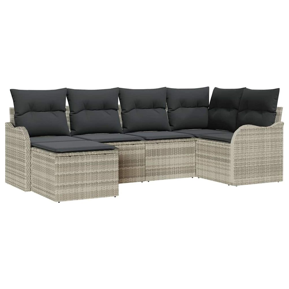 Ensemble de canapé de jardin 6 pc gris clair polyrotin