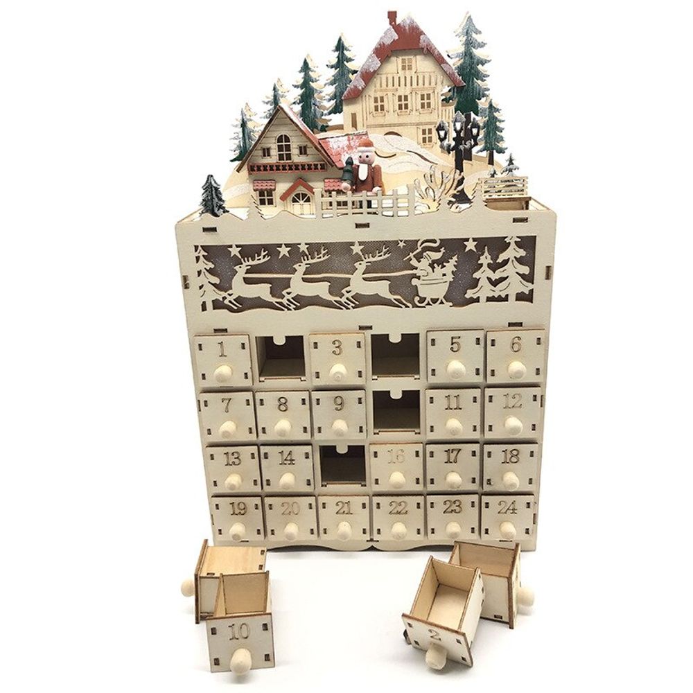 Calendrier de l'avent village avec led