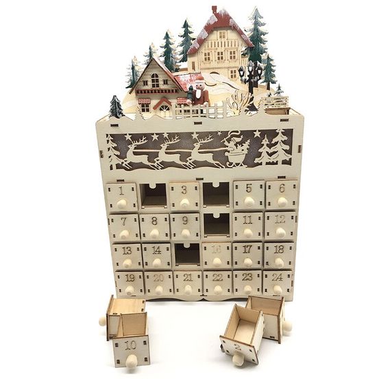 Calendrier de l'avent village avec led