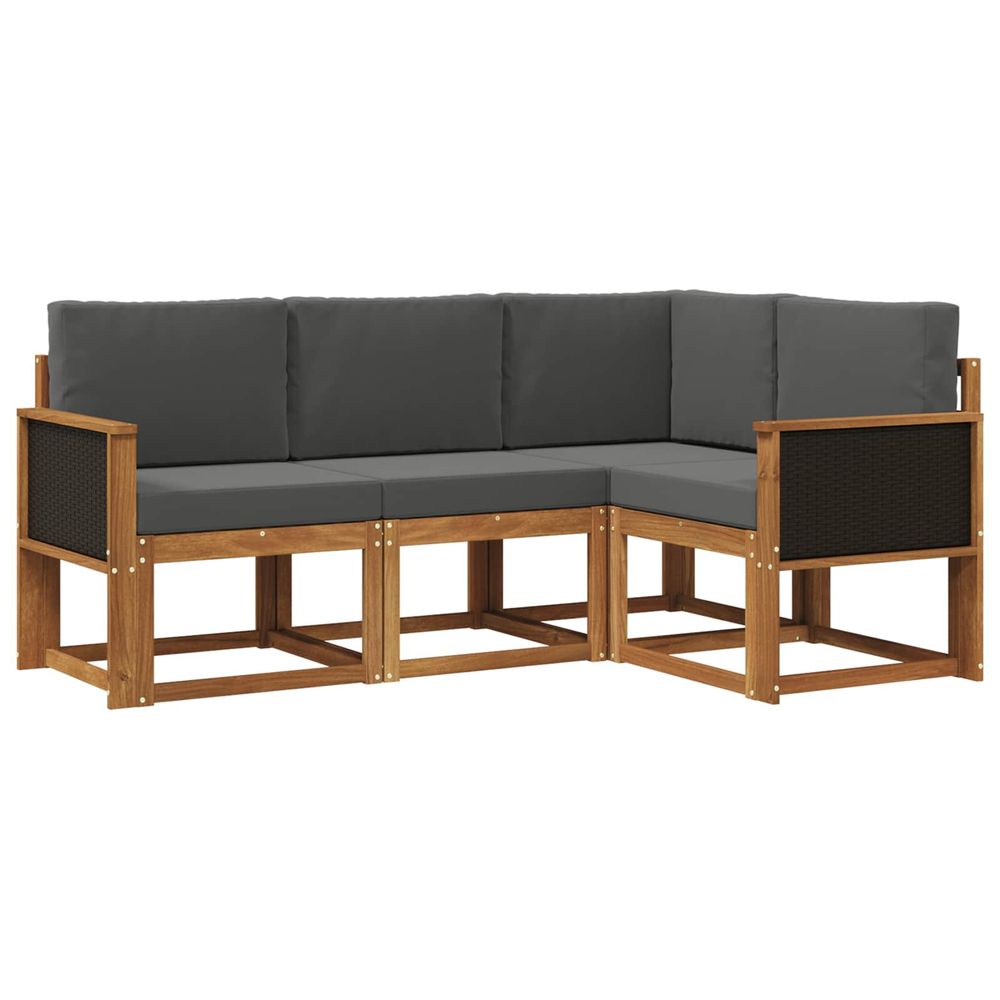 Ensemble de canapés d'extérieur 4 pc naturel et anthracite