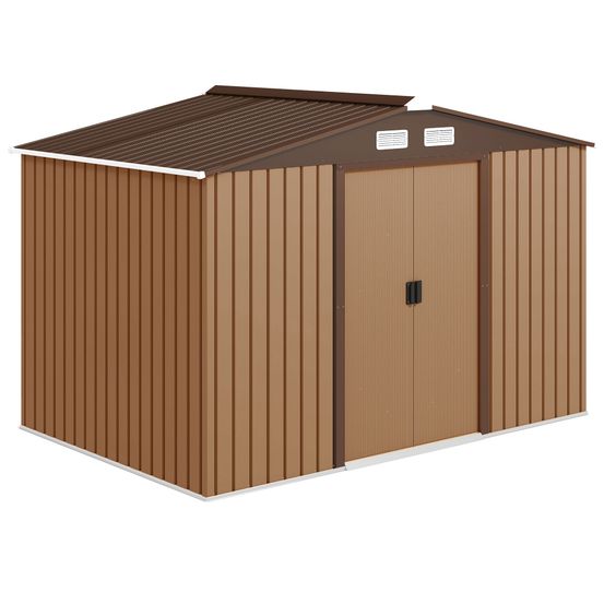 Abri de jardin acier laqué extérieur rangement outils 277x195cm jaune - comfortxl outdoor living