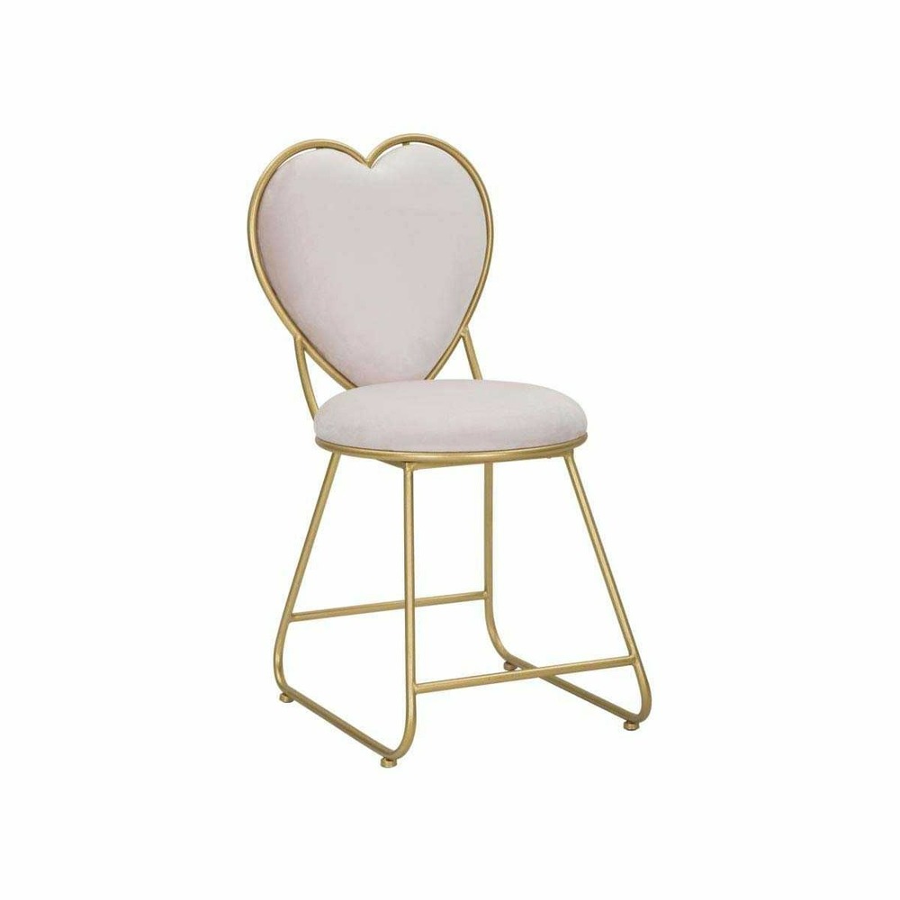 Chaise en métal doré et tissu heart 37 x 47 x 80 cm