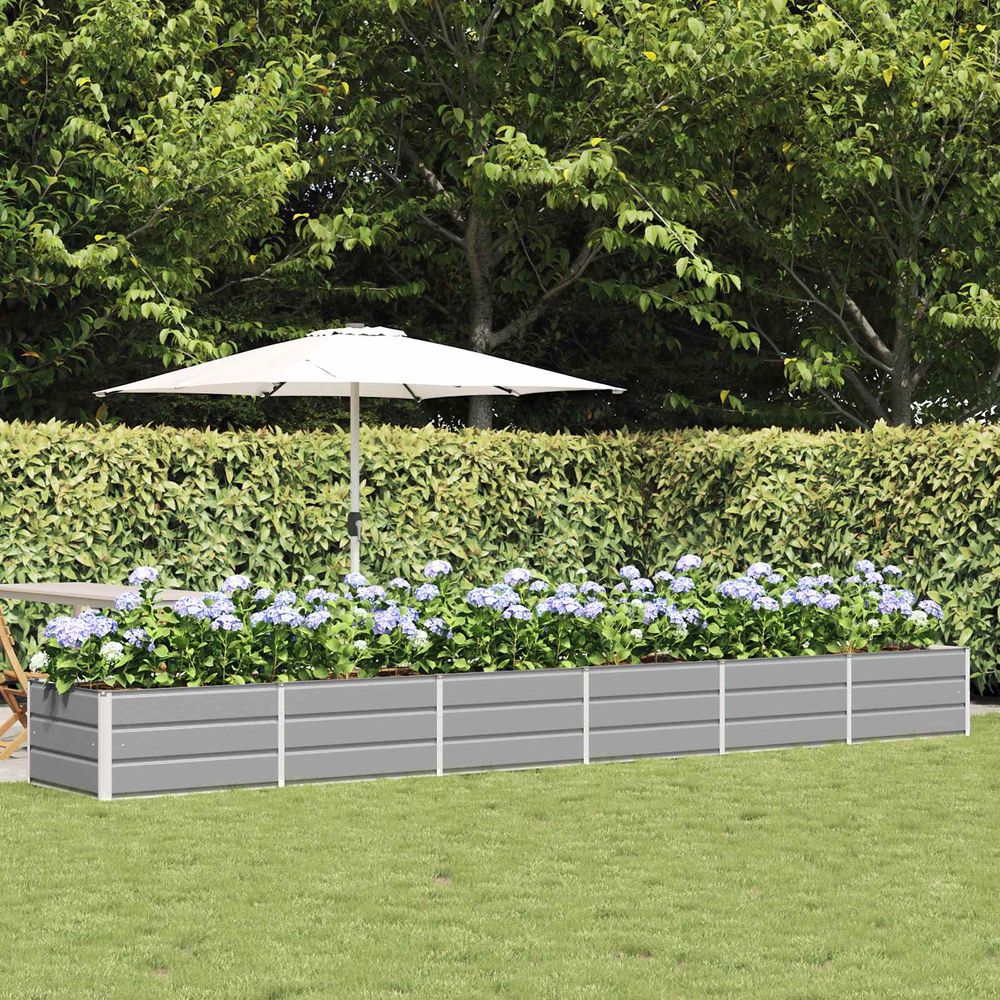 Très grande jardinière acier 480 cm pour bordure jardin 480x80x45 cm gris clair