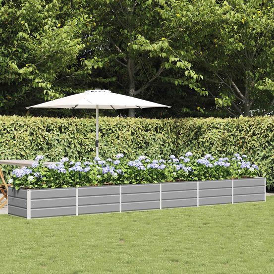 Très grande jardinière acier 480 cm pour bordure jardin 480x80x45 cm gris clair