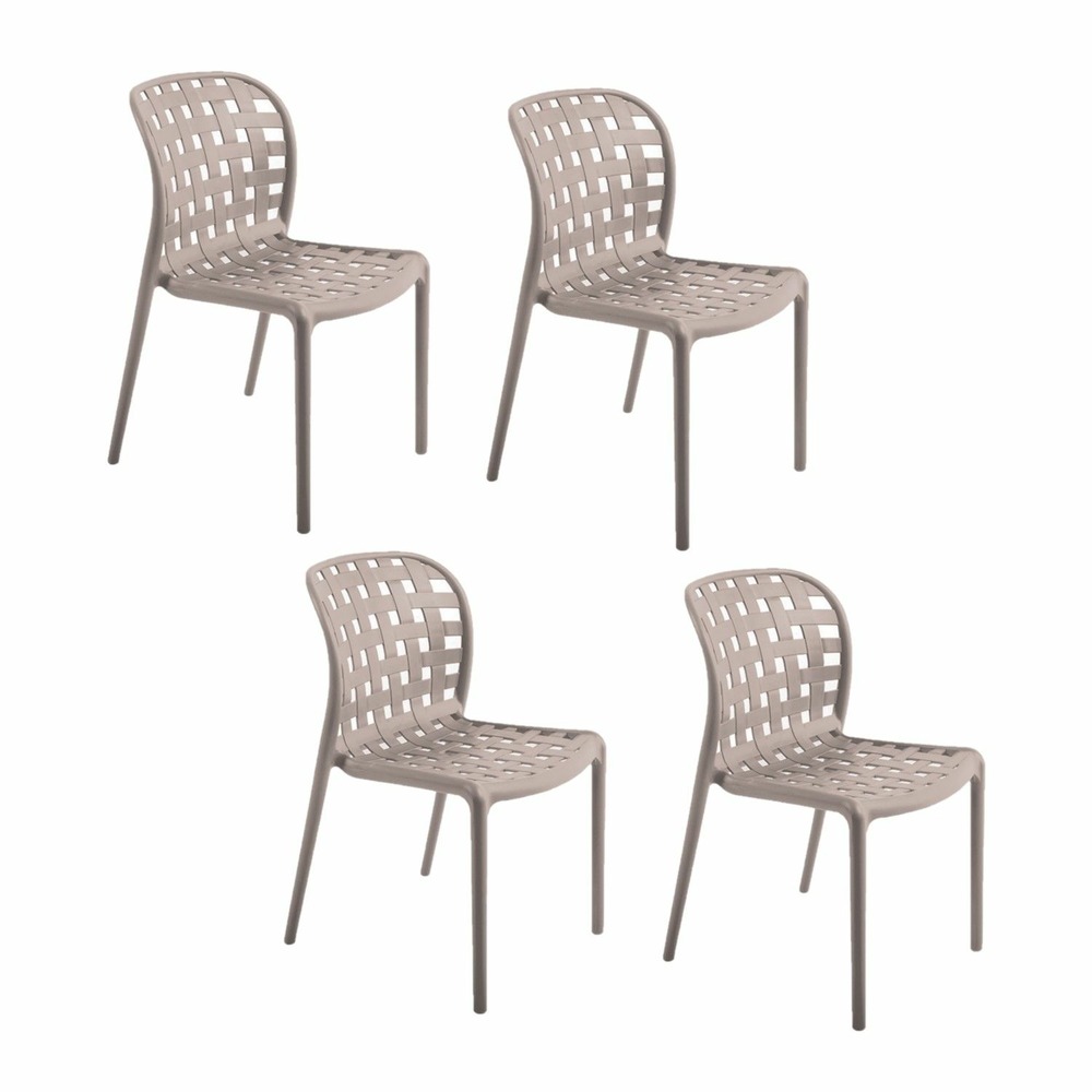 Lot de 4 chaises de jardin en polypropylène sienne