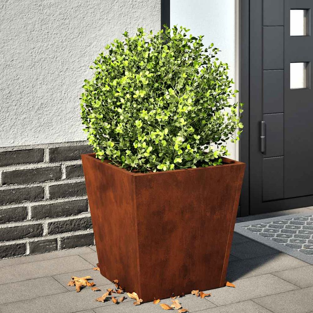 Jardinière carrée acier corten effet rouillé jardin 40x40x40 cm