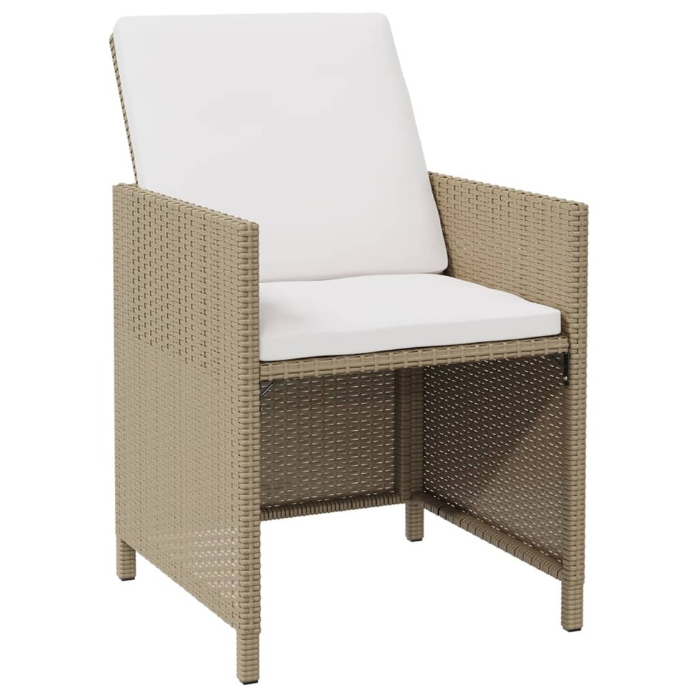 Chaises de jardin avec tabourets lot de 2 résine tressée beige