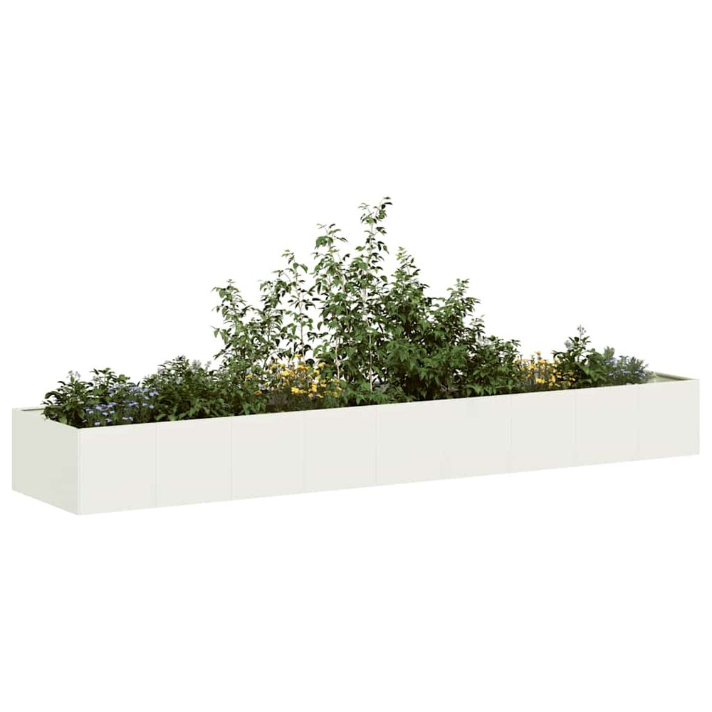 Potager surélevé géant acier pour jardin potager blanc 360x80x40 cm