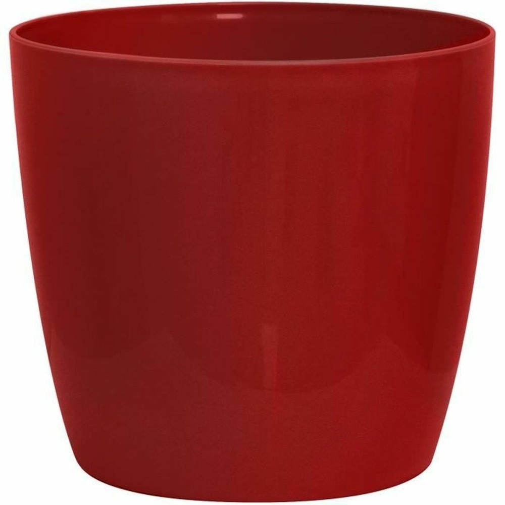 Cache-pot étanche brillant rouge avec roulettes aspect céramique 35 x 32 cm