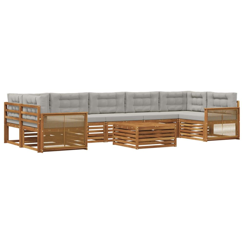 Ensemble de canapés d'extérieur 8 pc naturel et gris clair