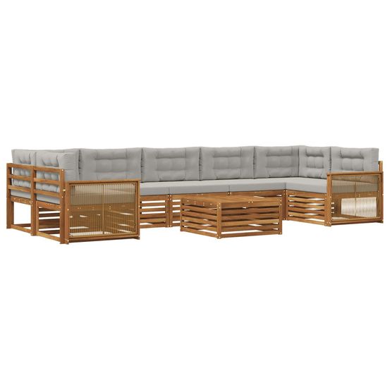 Ensemble de canapés d'extérieur 8 pc naturel et gris clair