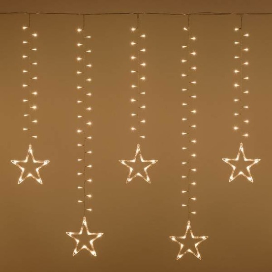 Guirlande stalactite étoiles lumineuses 5m h105cm led blanc chaud extensible 8 modes télécommande ip44 smart connect 31v lotti