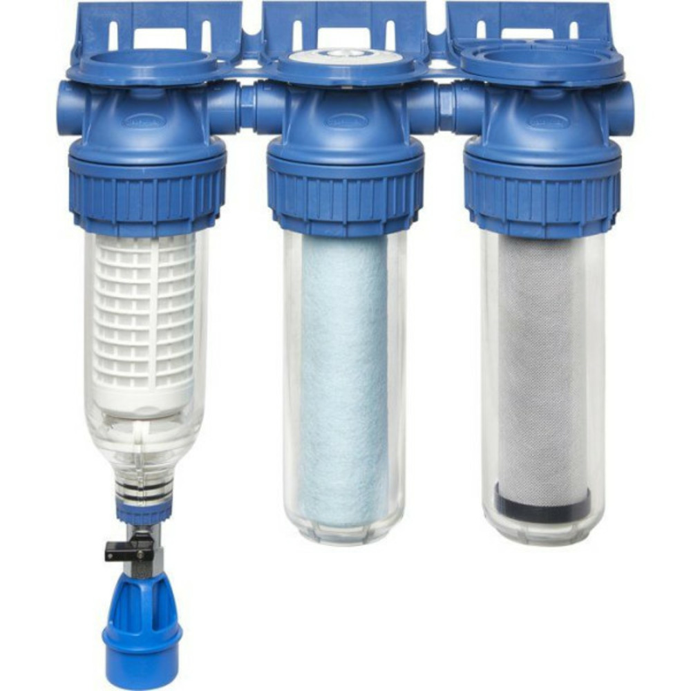 Station de filtration triplex - - puresky 50 µm rétro-lavable + arctic 20 µm + pureblock 10 µm