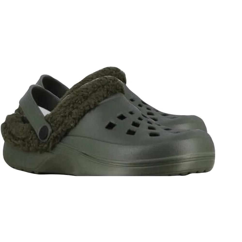 Sabots plastique fourrés gris - chaussures confort hiver