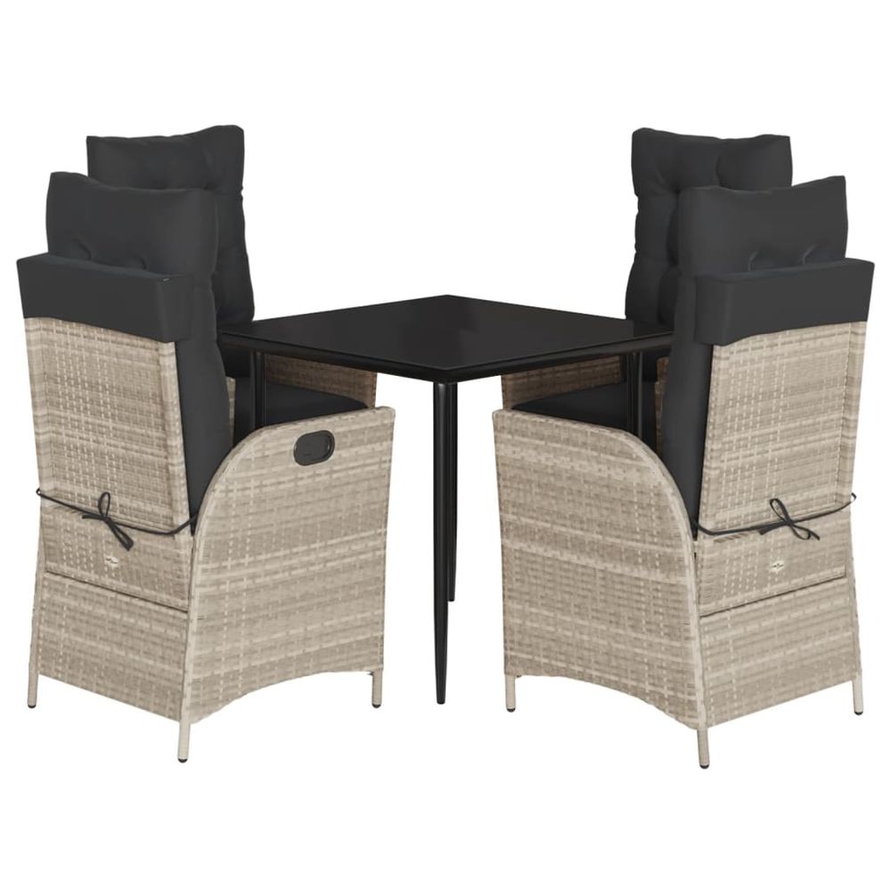 Ensemble à manger de jardin et coussins 5 pcs gris clair rotin