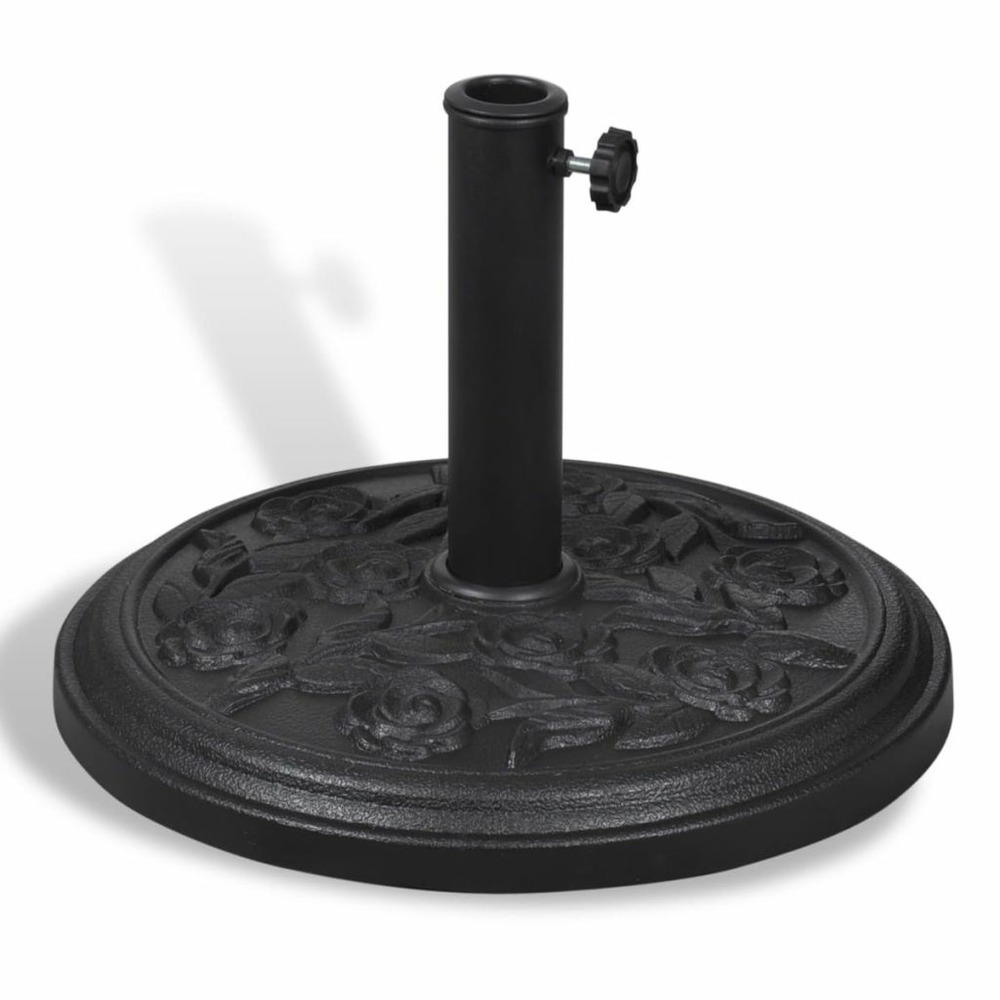 Pied socle base de parasol rond en résine noir 9 kg diamètre 38 et 48 mm