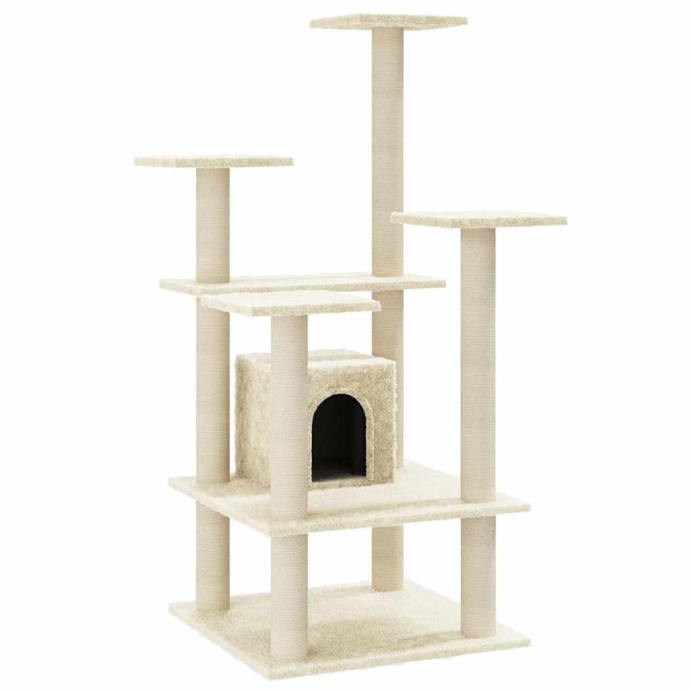 Arbre à chat avec griffoirs en sisal crème 110 cm