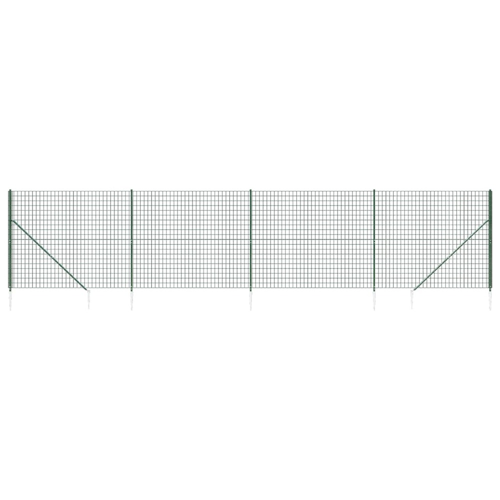 Clôture en treillis métallique et piquet d'ancrage vert 2x10m