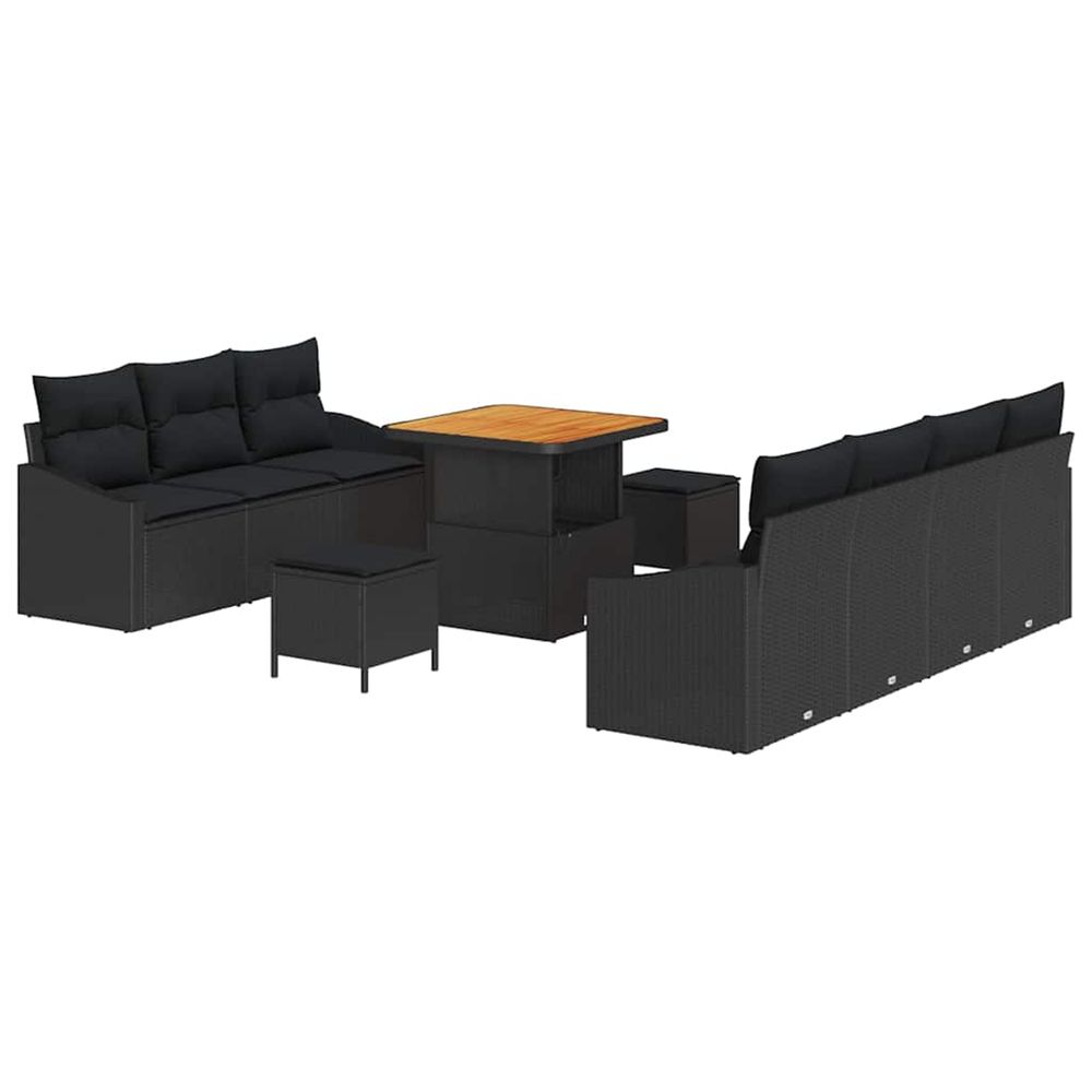 Ensemble de canapé de jardin 10 pc noir polyrotin