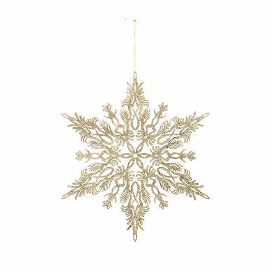 Suspension de noël flocon arabesque doré d 35 cm