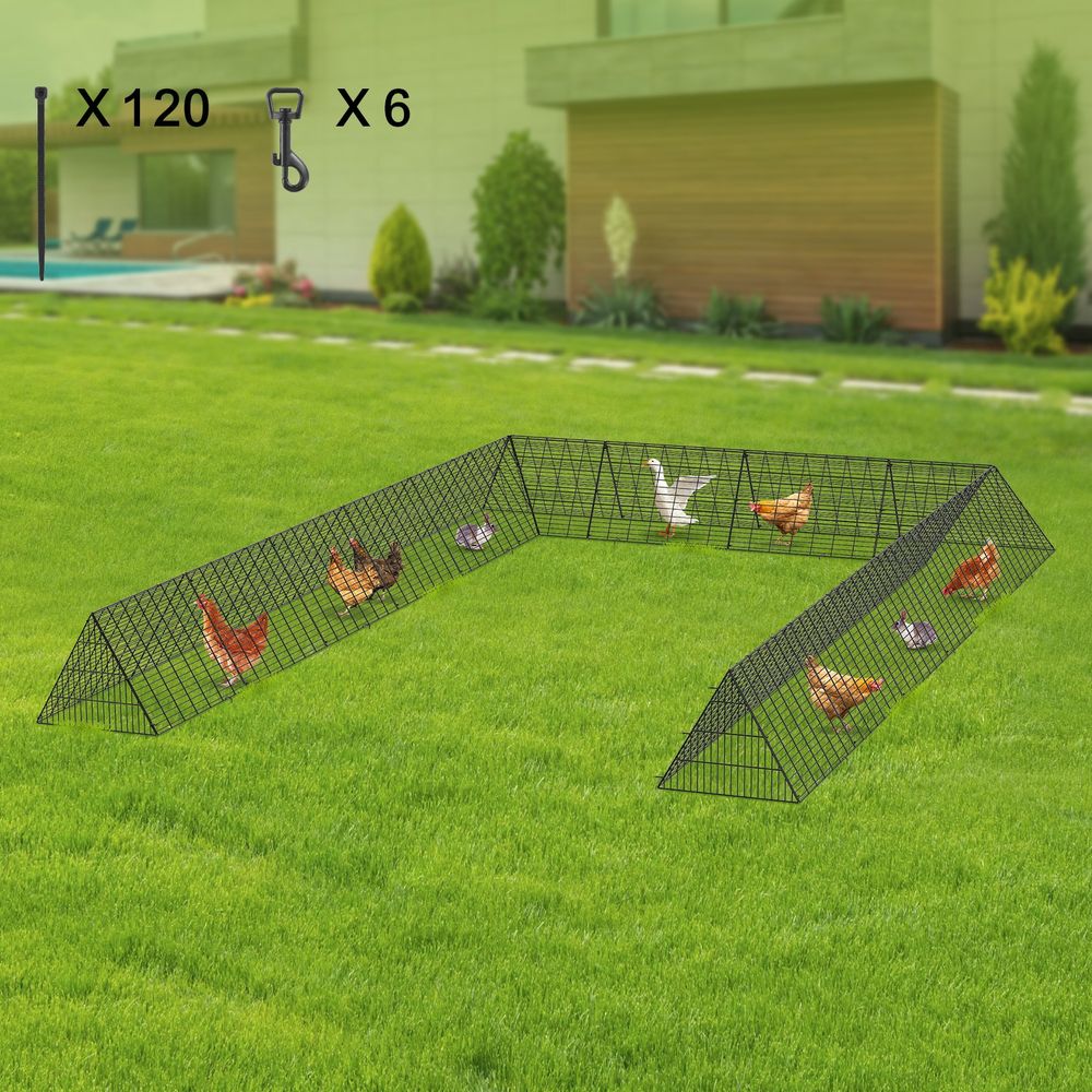 Enclos poulailler 600x400x61,5 cm, tunnel pour cour, portable extérieur, 2 ensembles, poulets canards lapins