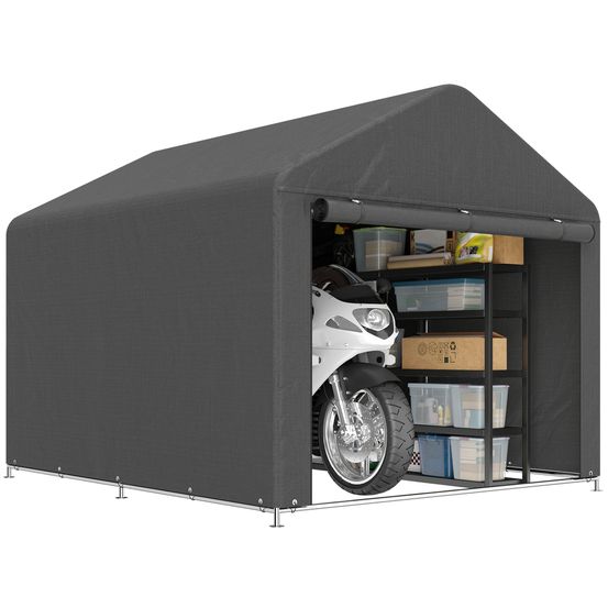 Tente de stockage métal pe jardin protection vélos motos 200x238x183cm gris foncé - comfortxl outdoor living