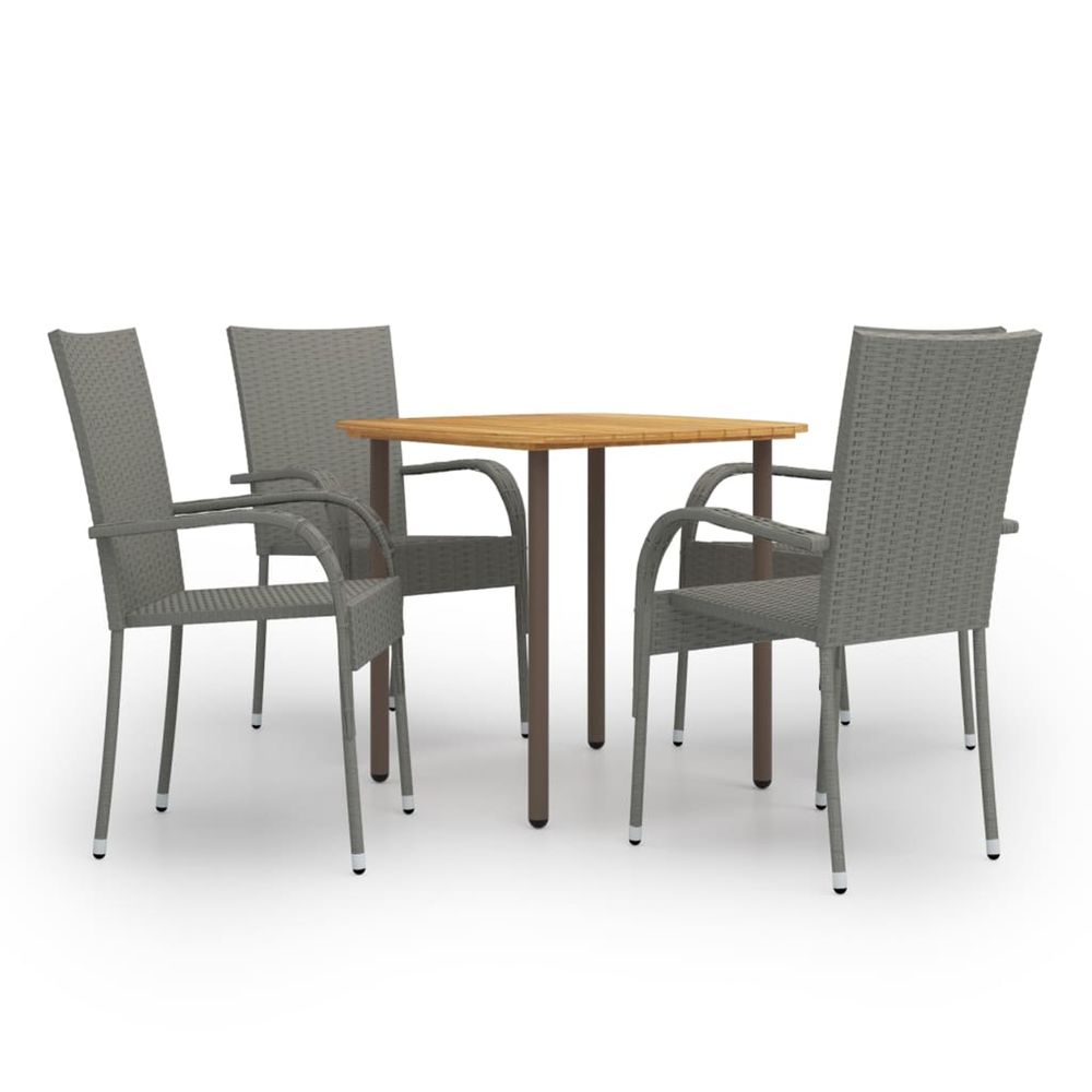 Ensemble à manger de jardin 5 pcs résine tressée gris