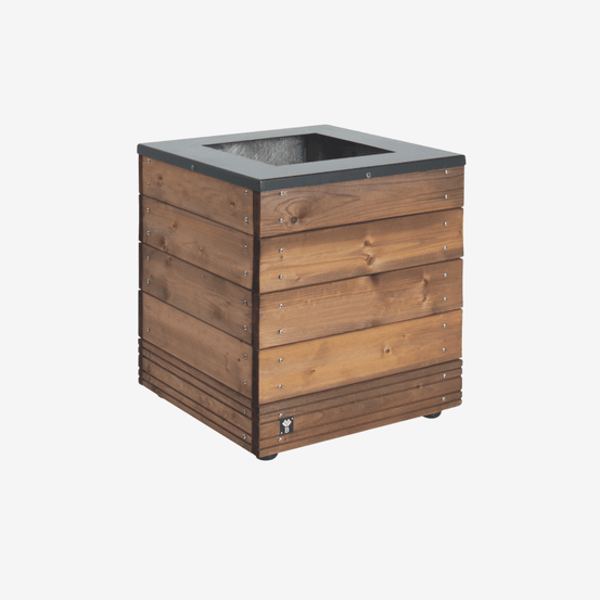 Bac a fleurs carre 45x45cm bois et metal