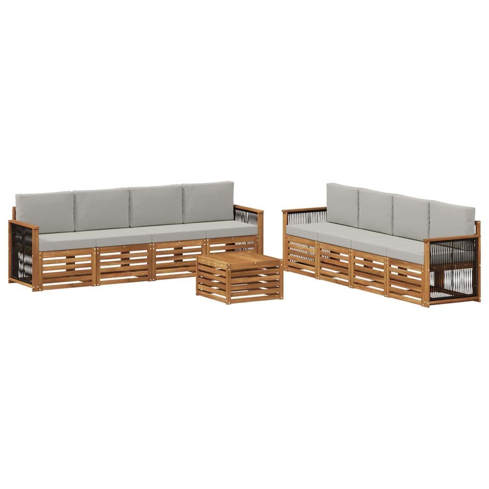 Ensemble de canapés d'extérieur 9 pc naturel et gris clair