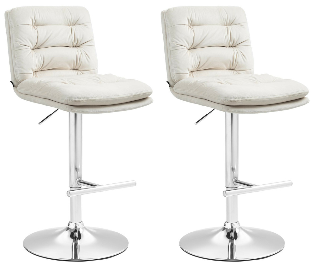 Lot de 2 tabourets de bar damar velours chrome