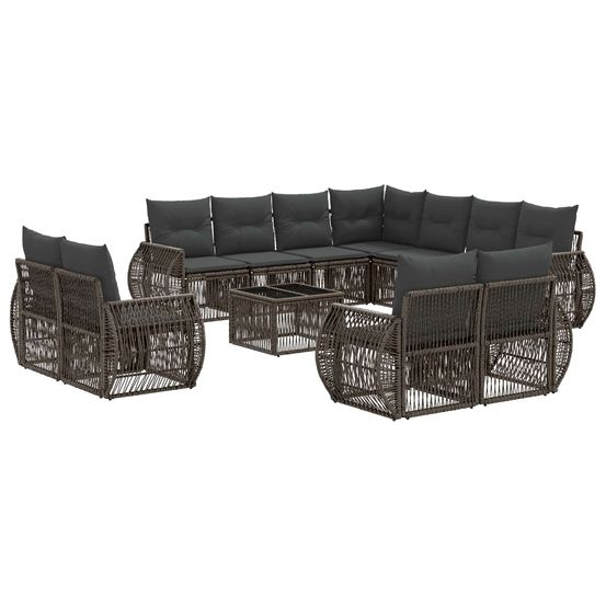 Ensemble de canapé de jardin 12 pc gris et gris foncé polyrotin